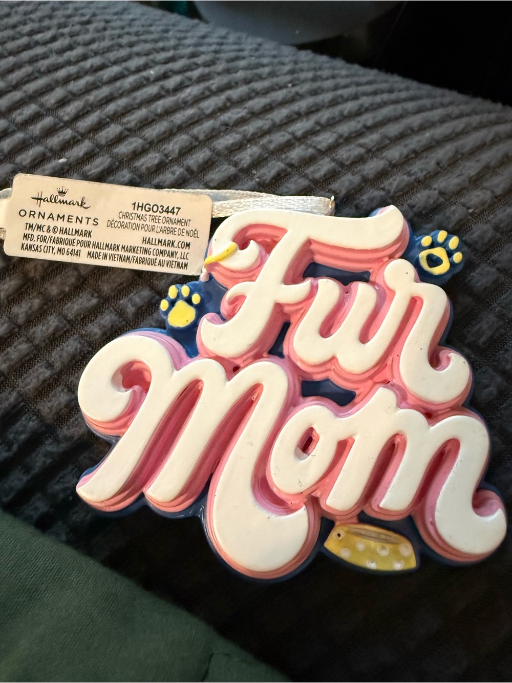 Hallmark 'Fur Mom' Pink, White & Blue Kids Bib Accent